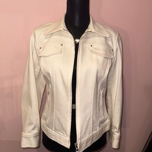Tahari White Denim Jacket
